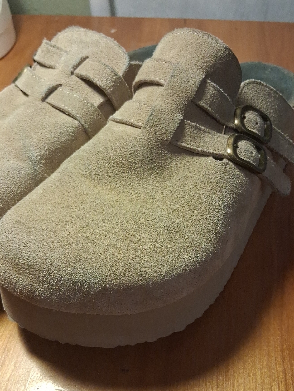 Project Cloud Memeory Foam Beige Suede Slip-On Clog Mules with Buckles Size 10 - Picture 4 of 10